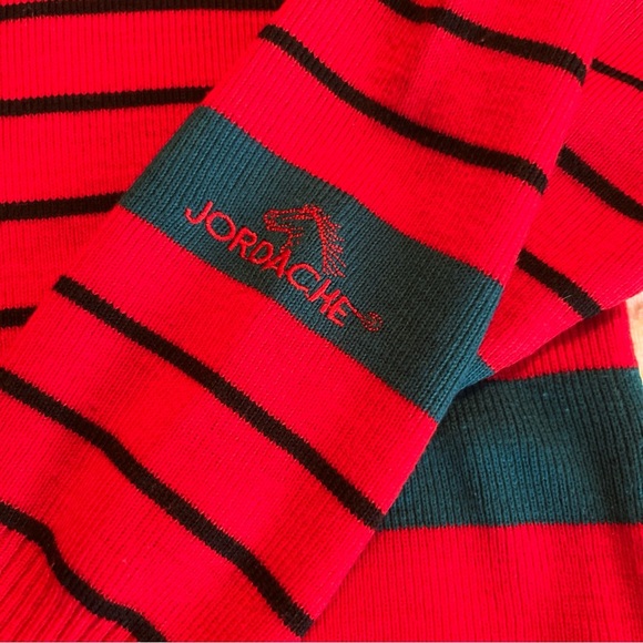 Jordache Vintage Women Red and Black Striped  sweater size Medium - Picture 2 of 8